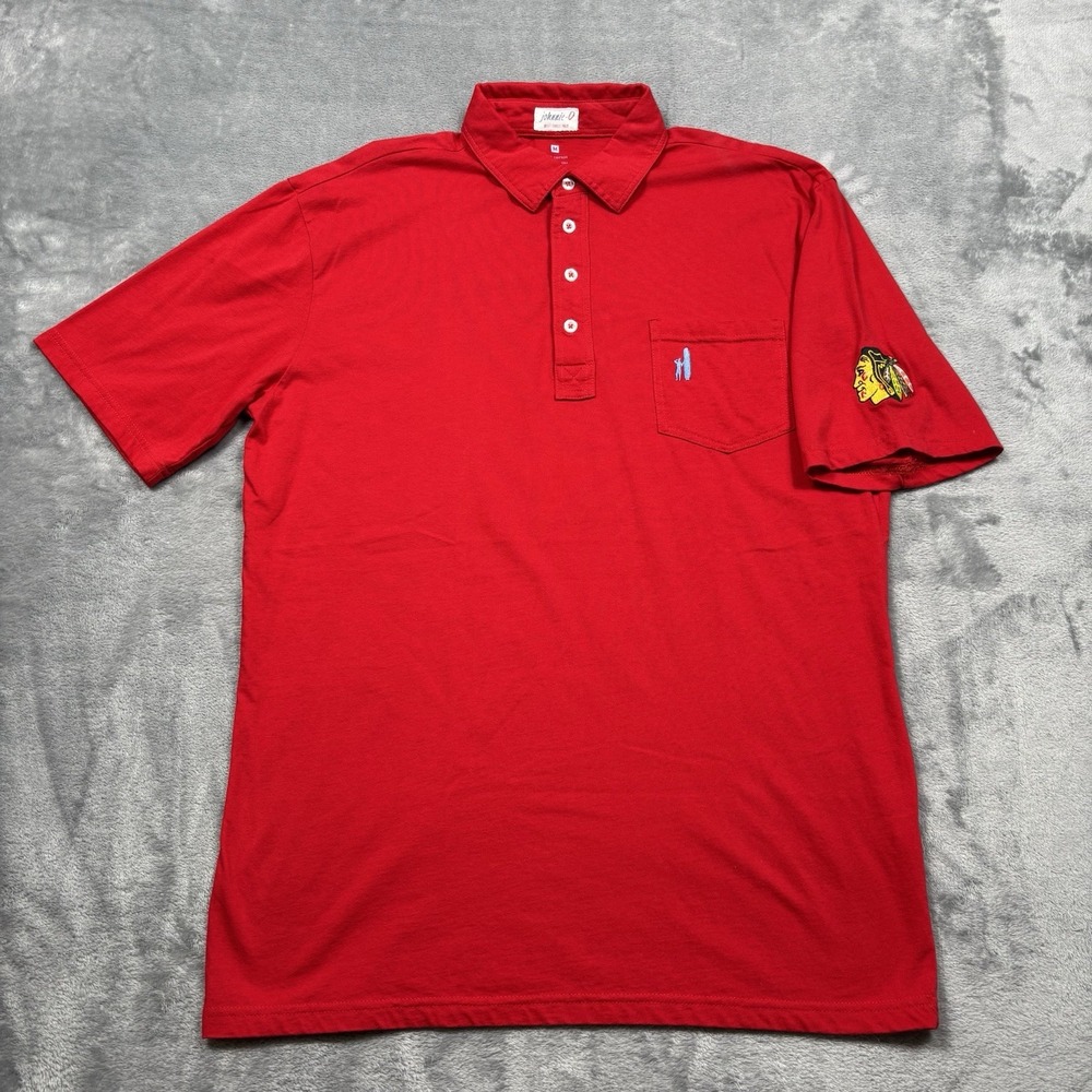 Johnnie-O Chicago Blackhawks NHL Hockey Red Polo Shirt Men's Medium